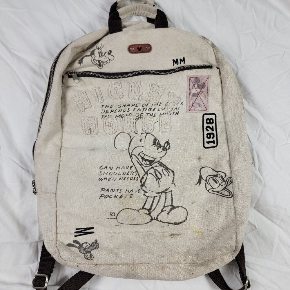 Disney Mickey Mouse Adults White Backpack Casual Outdoors Theme Parks Mickey